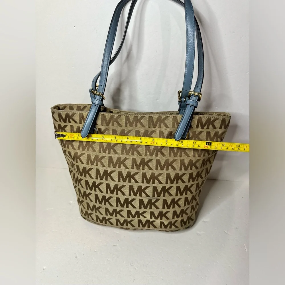 Michael Kors Brown And Blue Tote Bag Magnetic Closure